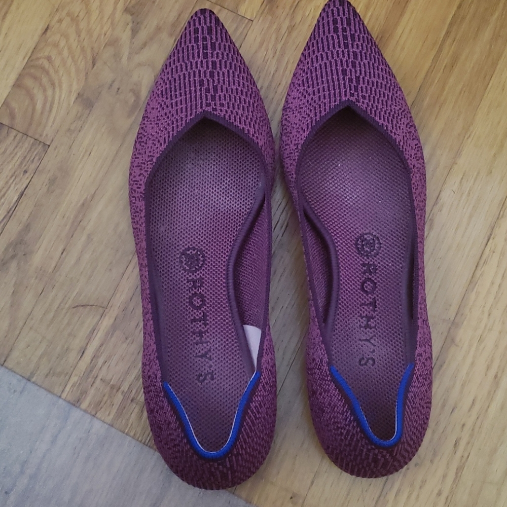 SOLD Rothys pink and purple pointed to flats.